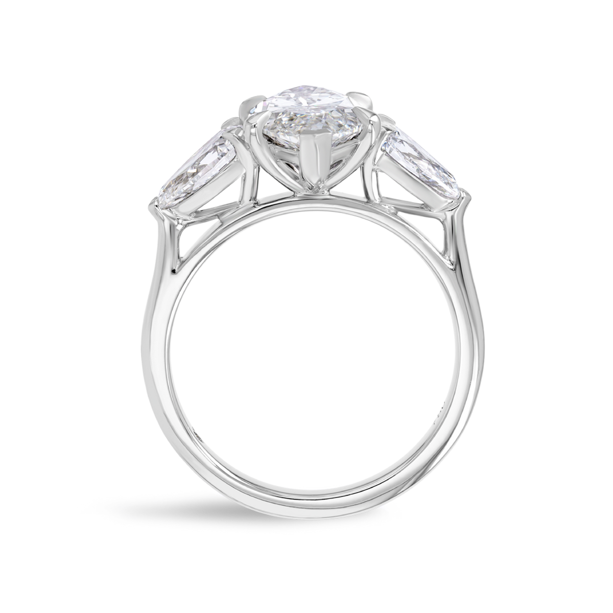 2.5 Carat Natural Marquise Trilogy With Side Marquise White Gold Ring