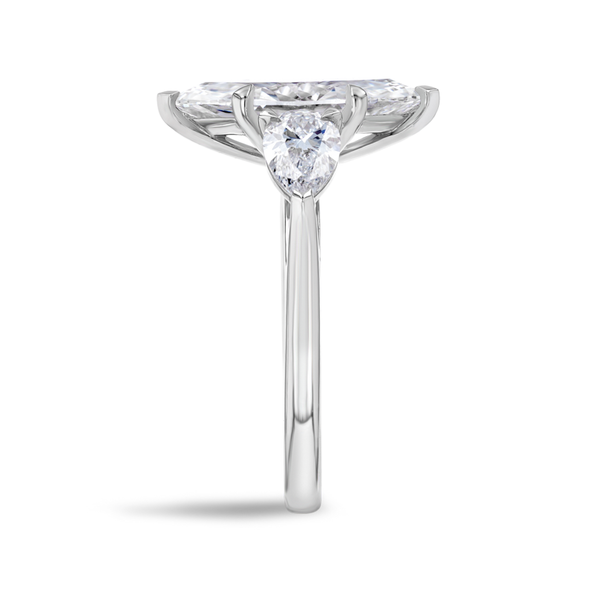 2.5 Carat Lab-Grown Marquise Trilogy With Side Marquise White Gold Ring