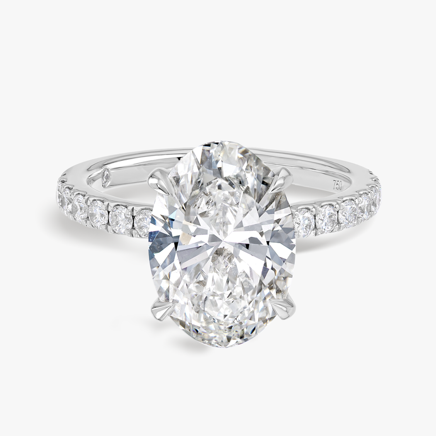 4 Carat Natural Oval Diamond Band White Gold Ring