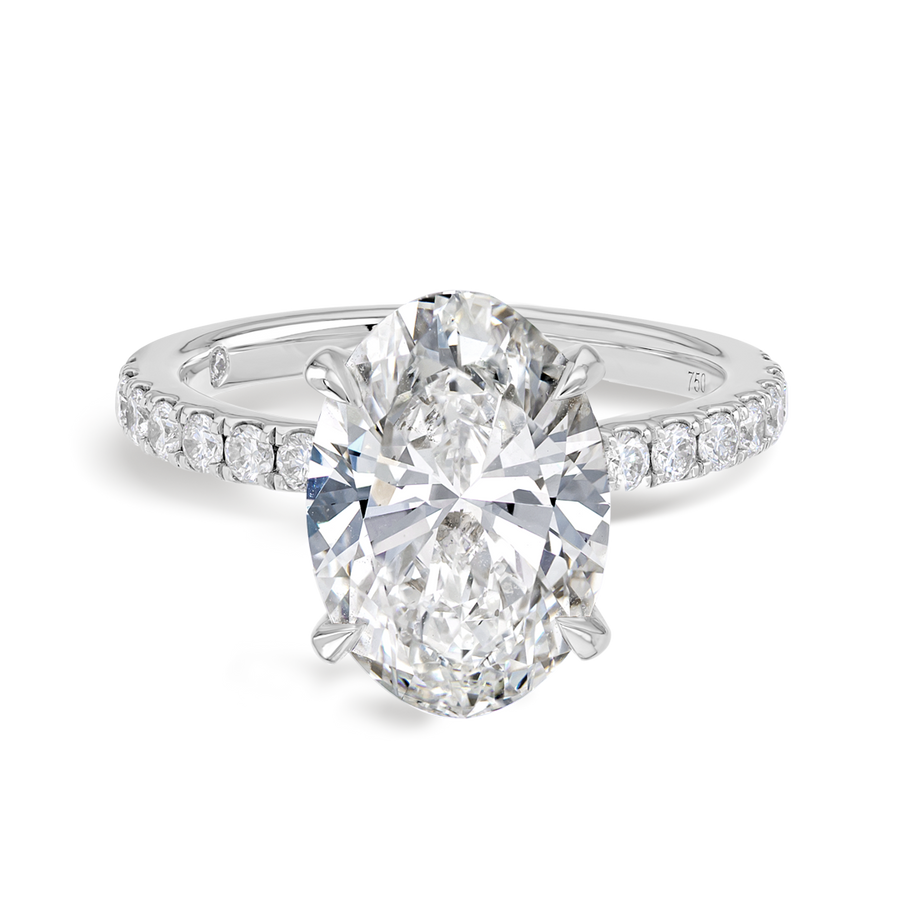 4 Carat Natural Oval Diamond Band White Gold Ring