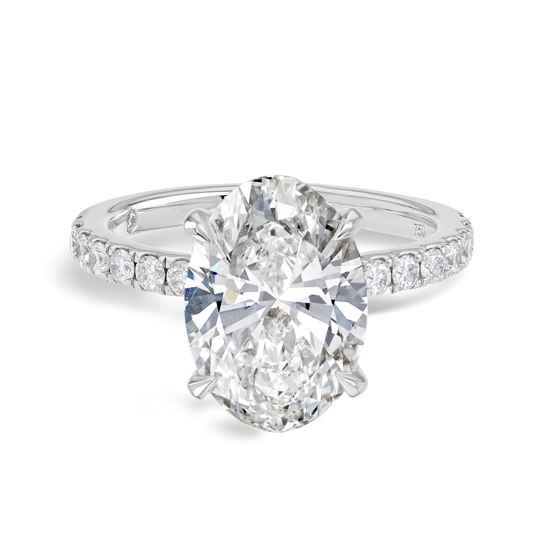 4 Carat Lab-Grown Oval Diamond Band White Gold Ring