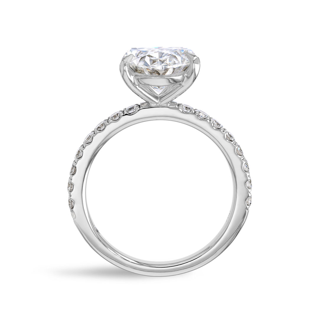 4 Carat Natural Oval Diamond Band White Gold Ring