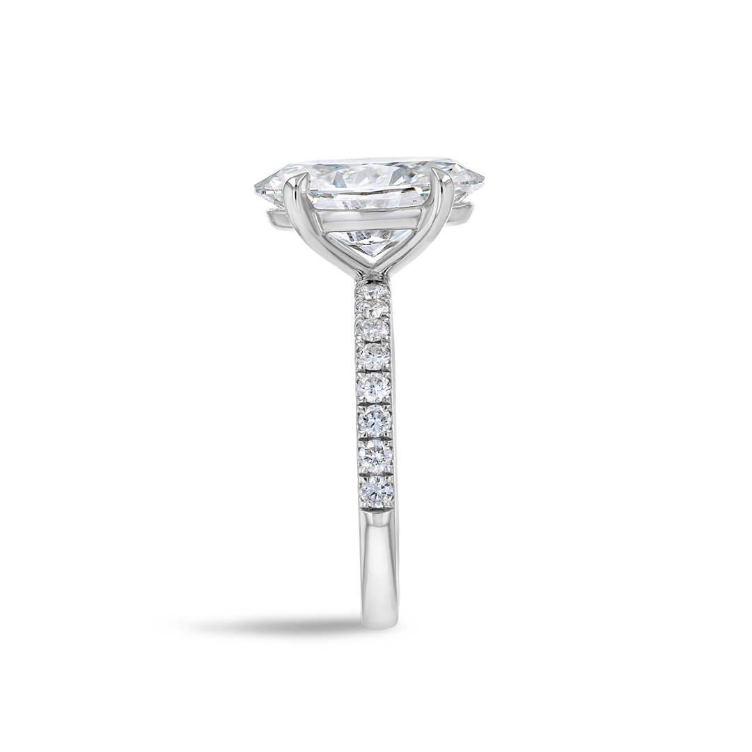 4 Carat Natural Oval Diamond Band White Gold Ring