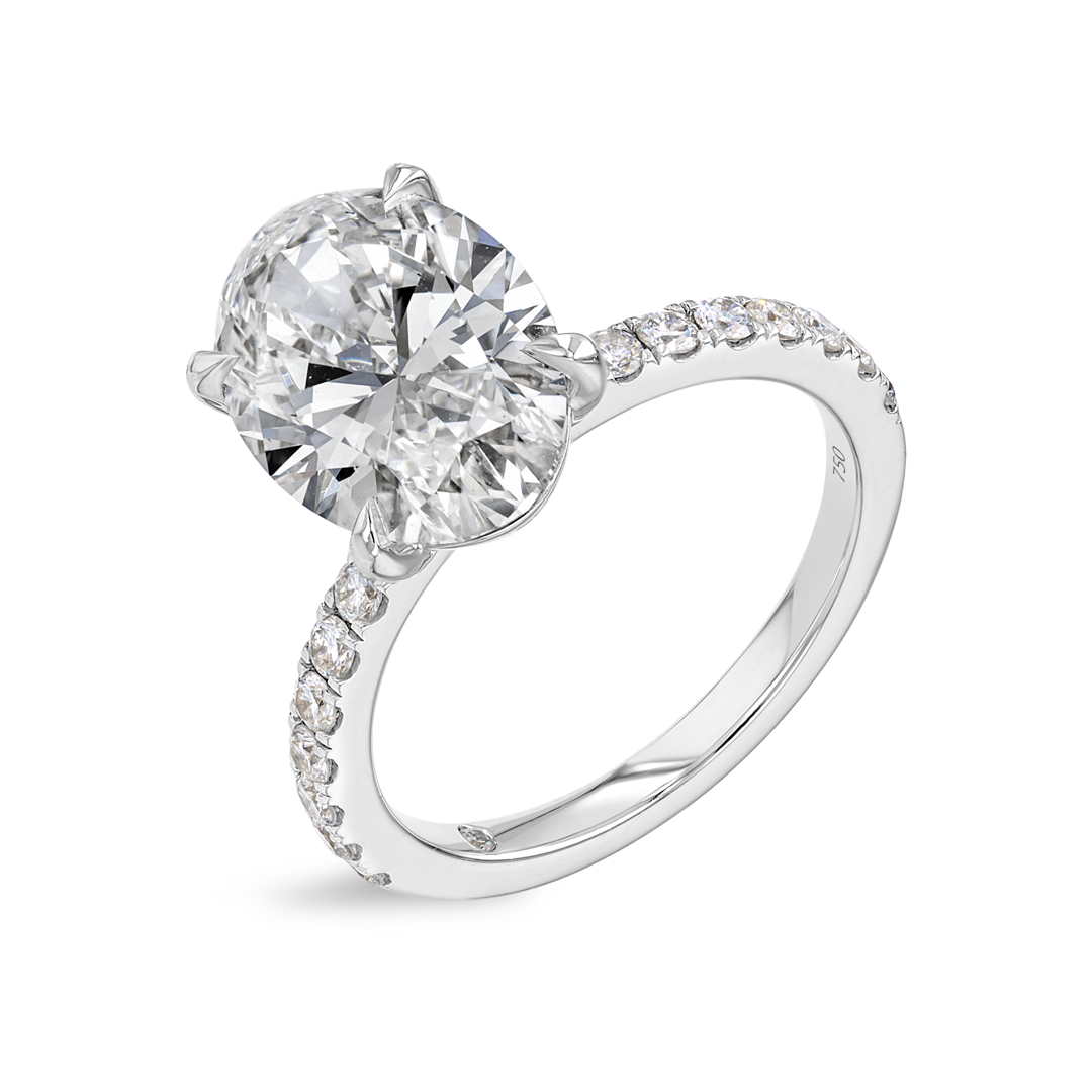 4 Carat Lab-Grown Oval Diamond Band White Gold Ring