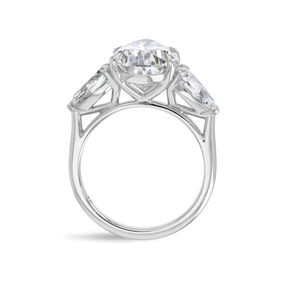 5 Carat Natural Pear Trilogy With Side Pears White Gold Ring