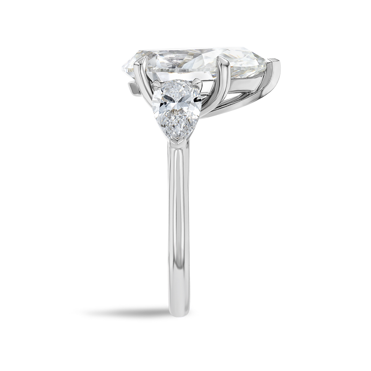 5 Carat Lab-Grown Pear Trilogy With Side Pears White Gold Ring