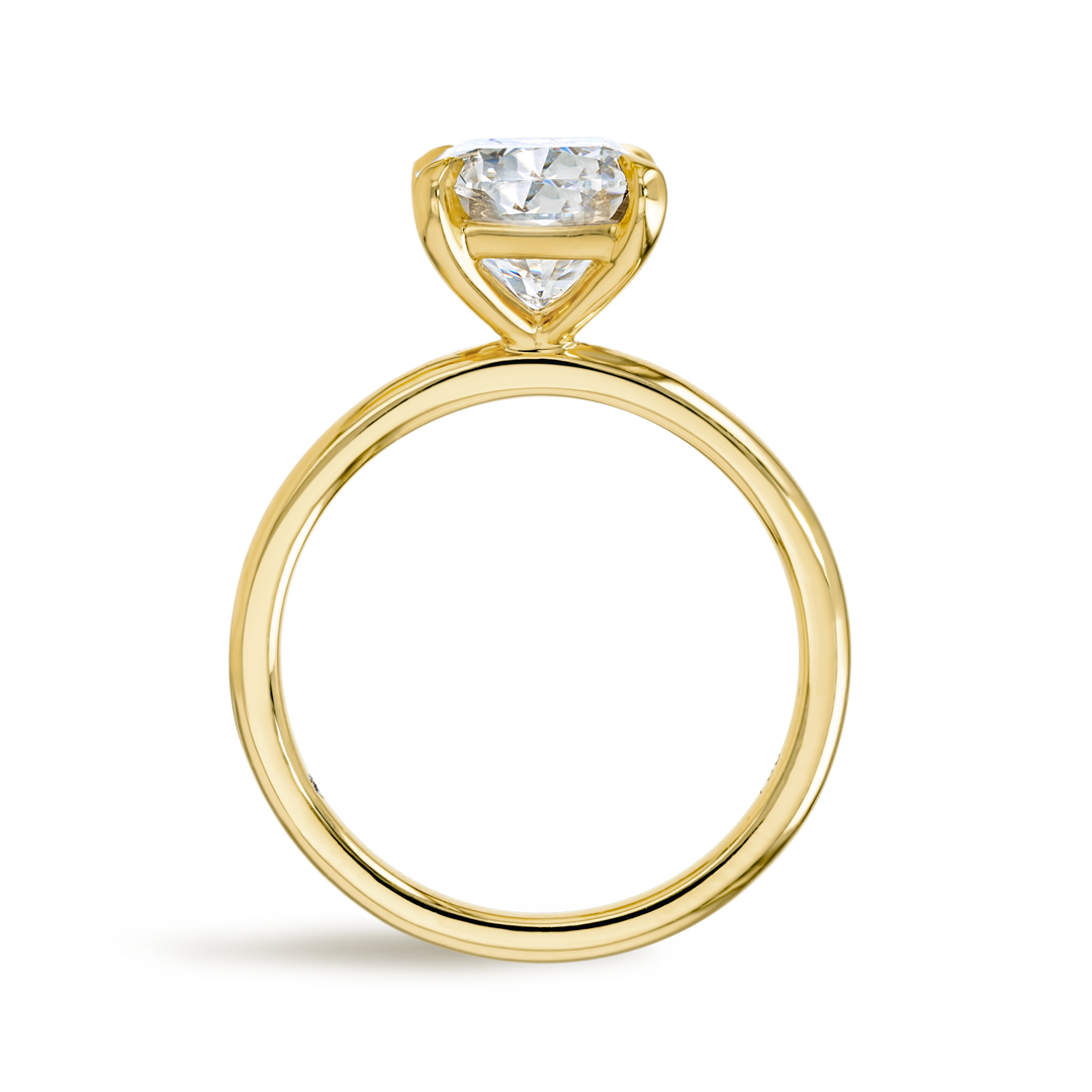 3 Carat Lab-Grown Elongated Cushion Solitaire Yellow Gold Ring
