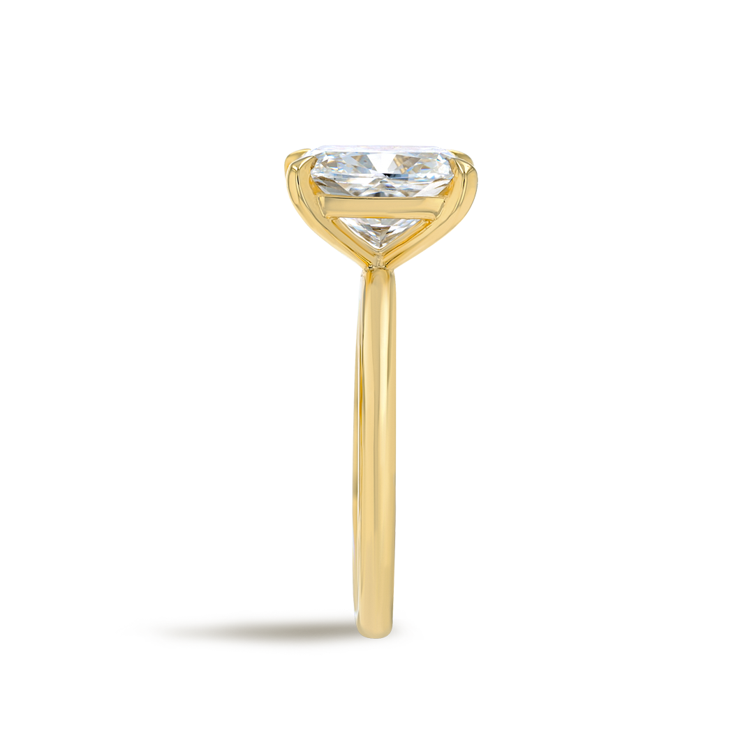 3 Carat Lab-Grown Elongated Cushion Solitaire Yellow Gold Ring