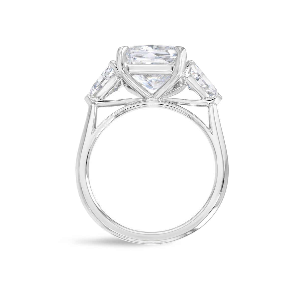 4 Carat Natural Cushion Trilogy With Side Trillions White Gold Ring