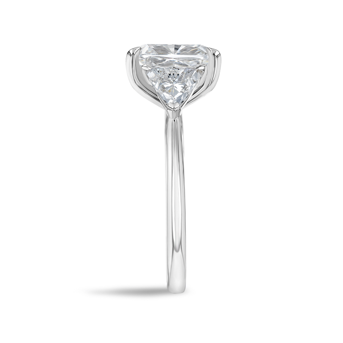 4 Carat Lab-Grown Cushion Trilogy With Side Trillions White Gold Ring