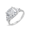 4 Carat Lab-Grown Cushion Trilogy With Side Trillions White Gold Ring