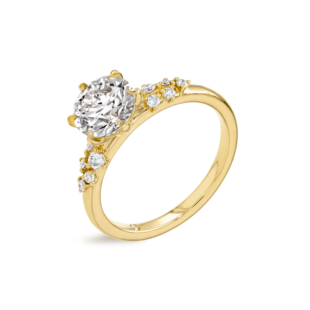 1.5 Carat Natural Round Diamond Band Yellow Gold Ring