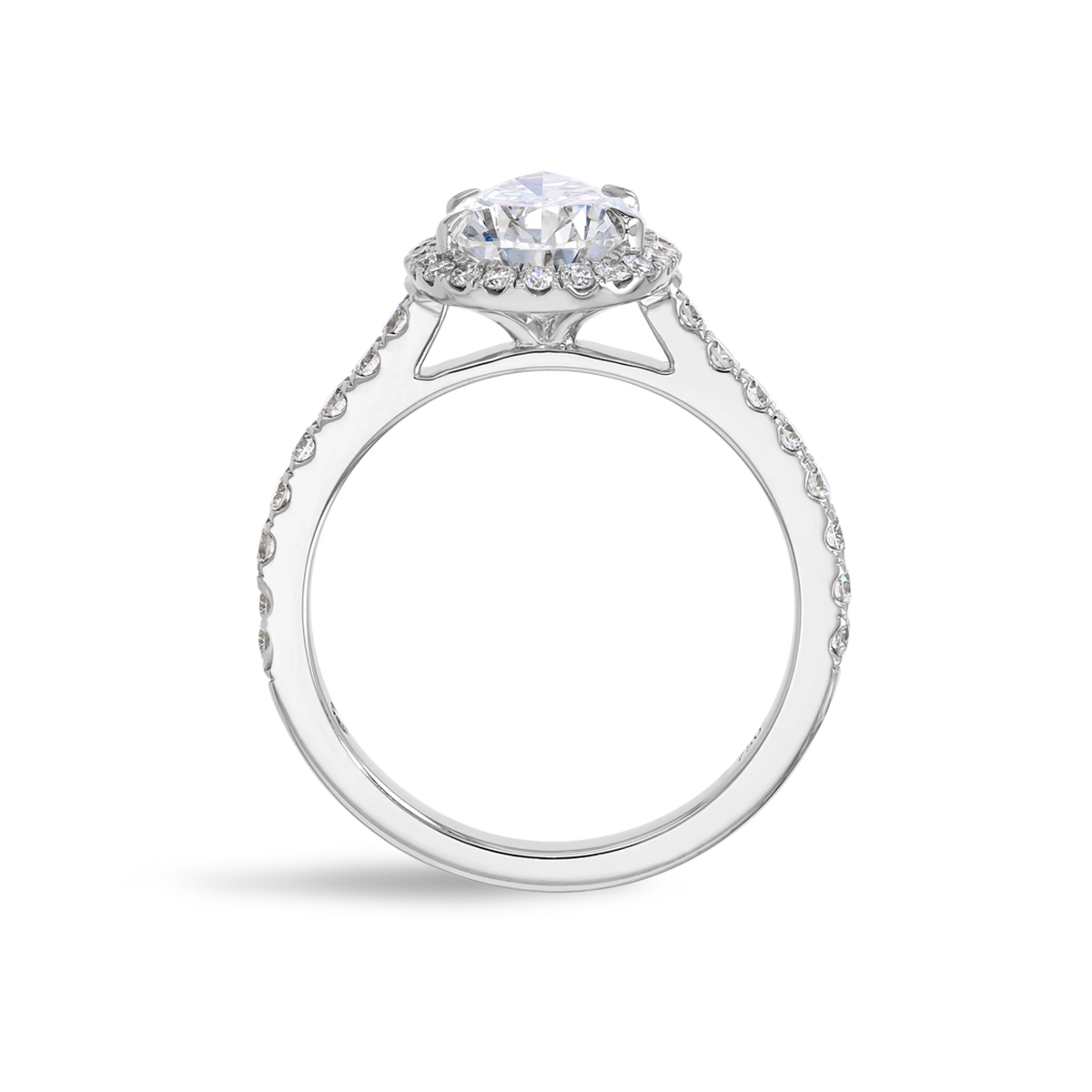 2 Carat Natural Pear Halo White Gold Ring