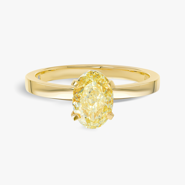 2 Carat Natural Fancy Yellow Oval Solitaire Yellow Gold Ring