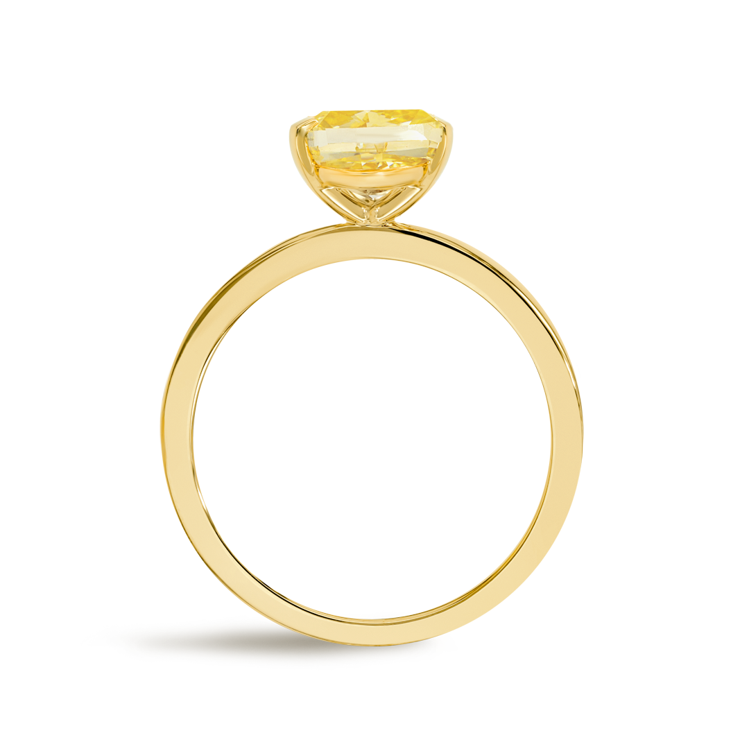 2 Carat Natural Fancy Yellow Oval Solitaire Yellow Gold Ring