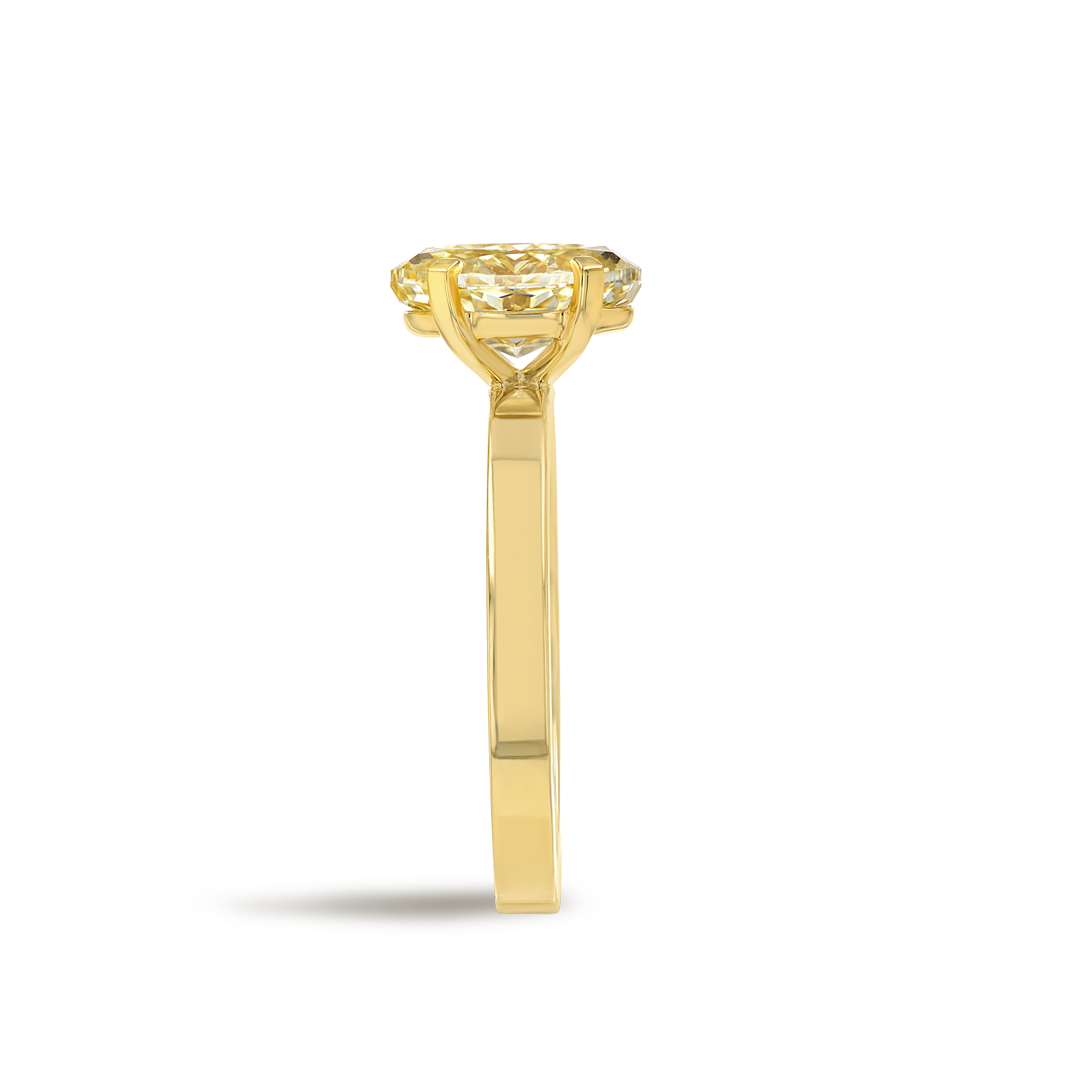 2 Carat Lab-Grown Fancy Yellow Oval Solitaire Yellow Gold Ring