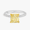 2.5 Carat Natural Fancy Yellow Cushion Diamond Band White Gold Ring