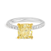 2.5 Carat Natural Fancy Yellow Cushion Diamond Band White Gold Ring