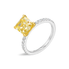 2.5 Carat Natural Fancy Yellow Cushion Diamond Band White Gold Ring