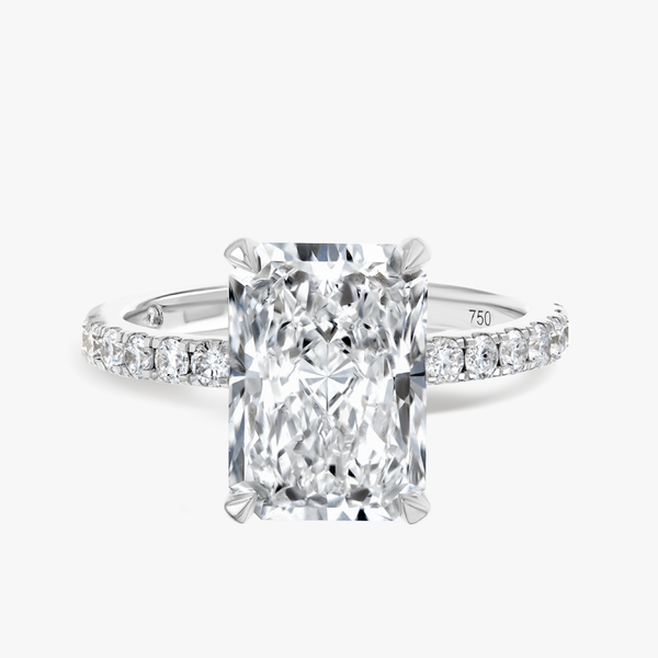 4 Carat Natural Radiant Diamond Band White Gold Ring