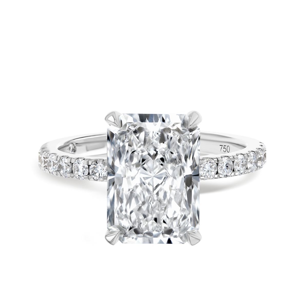 4 Carat Natural Radiant Diamond Band White Gold Ring