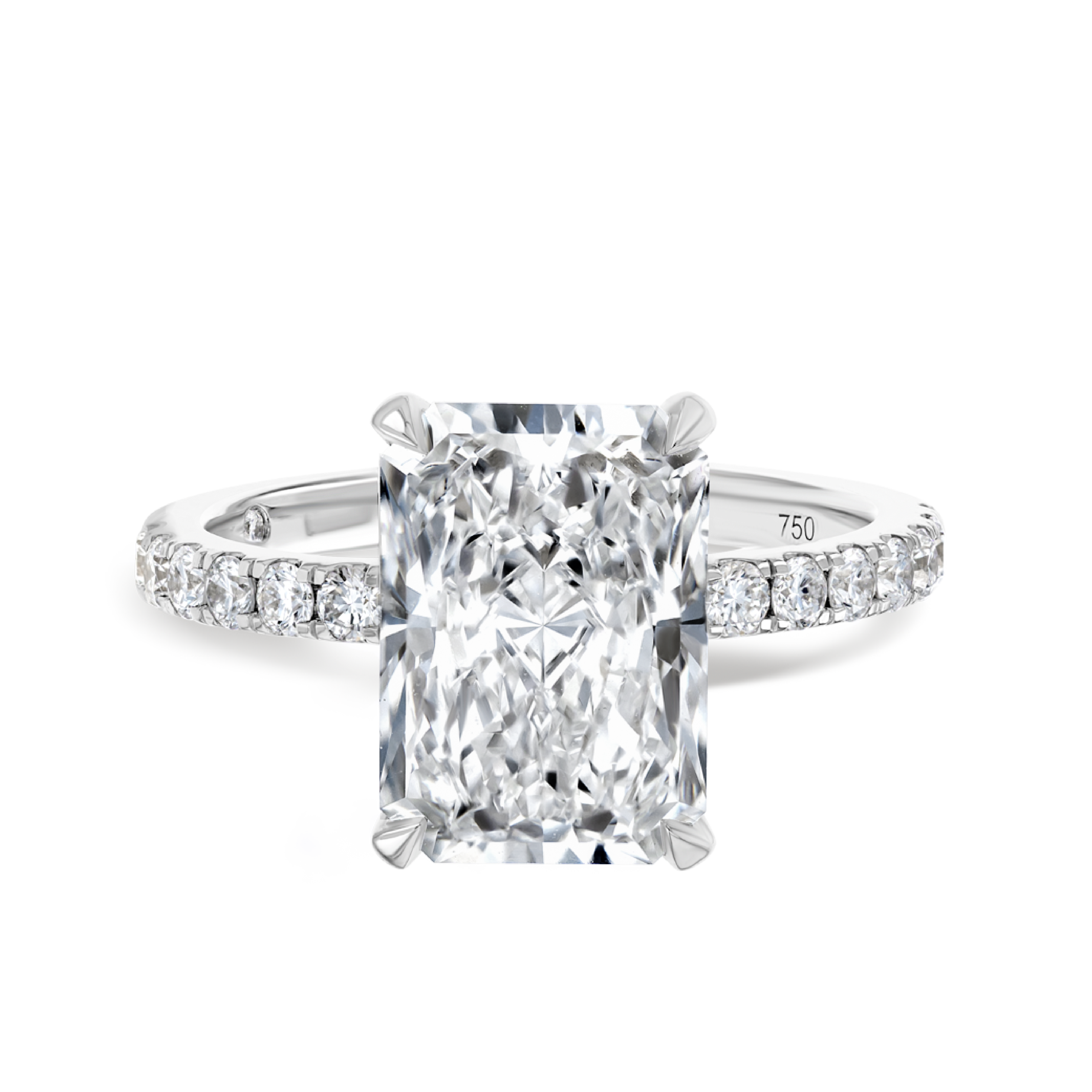 4 Carat Natural Radiant Diamond Band White Gold Ring