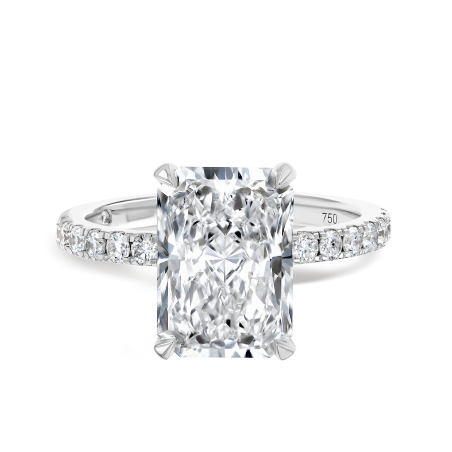 4 Carat Natural Radiant Diamond Band White Gold Ring