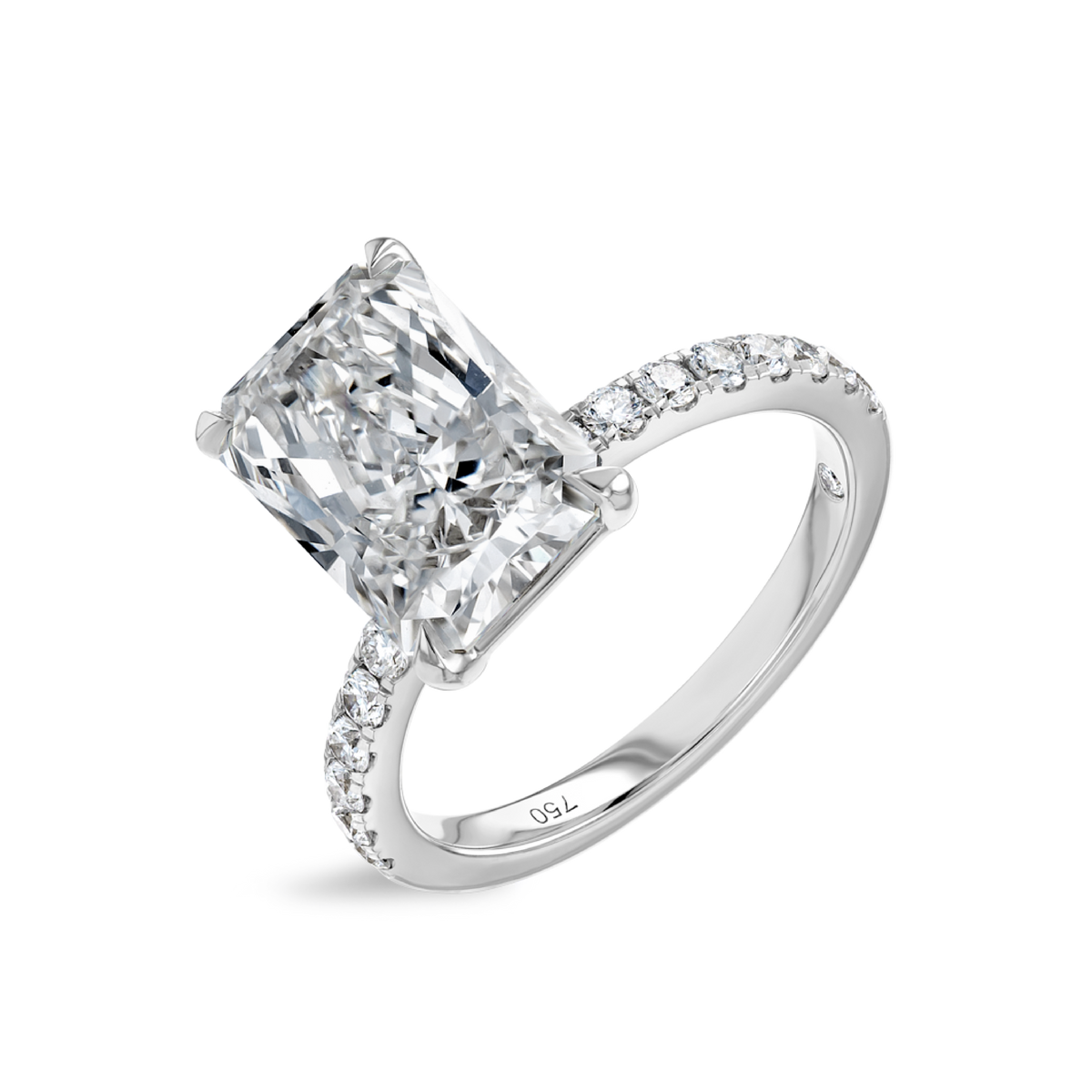 4 Carat Natural Radiant Diamond Band White Gold Ring