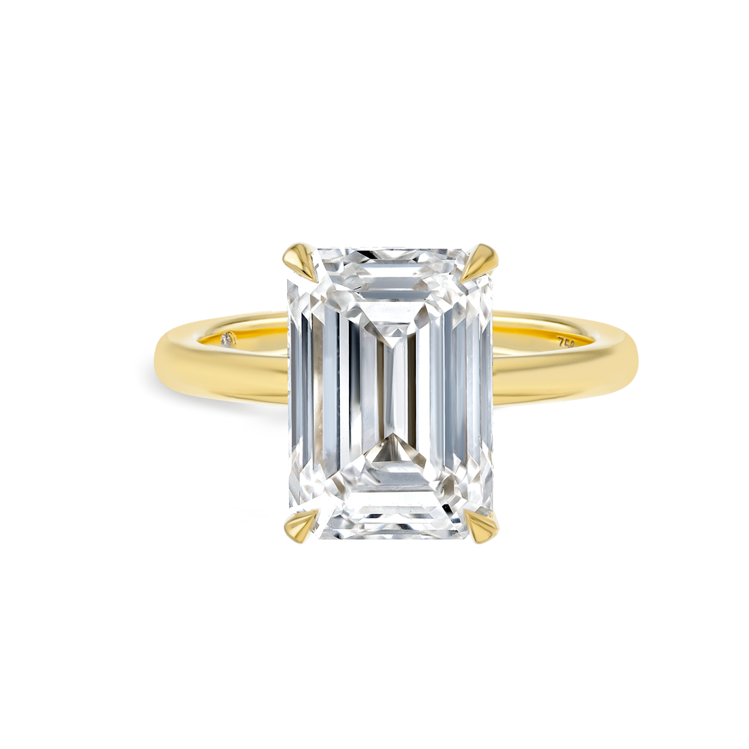 5 Carat Lab-Grown Emerald Solitaire Yellow Gold Ring