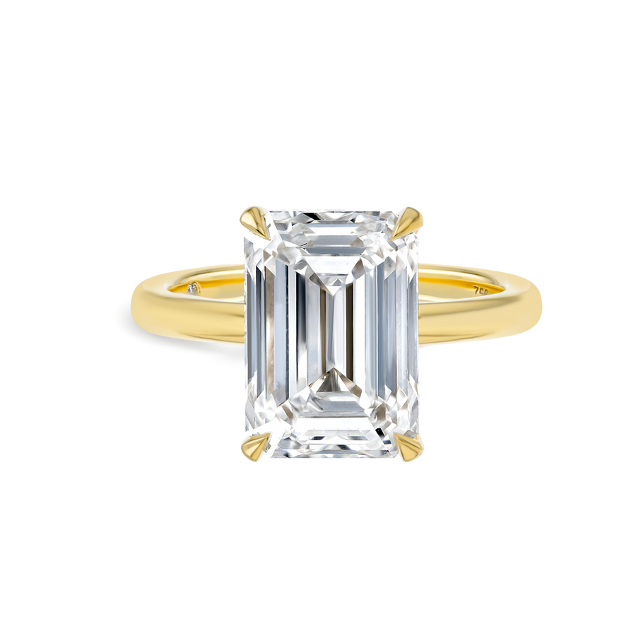 5 Carat Natural Emerald Solitaire Yellow Gold Ring
