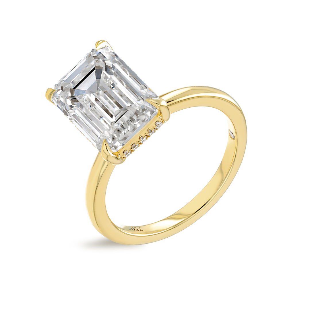 5 Carat Natural Emerald Solitaire Yellow Gold Ring
