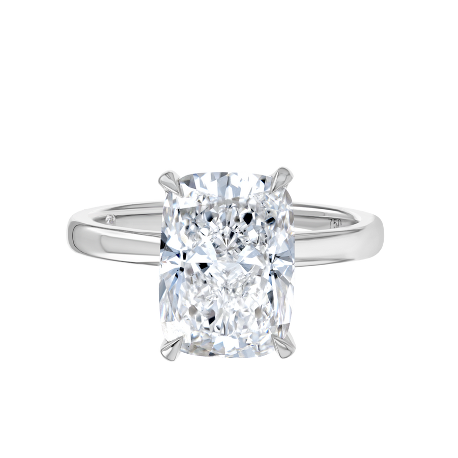 4 Carat Lab-Grown Elongated Cushion Solitaire White Gold Ring