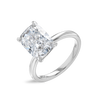 4 Carat Natural Elongated Cushion Solitaire White Gold Ring