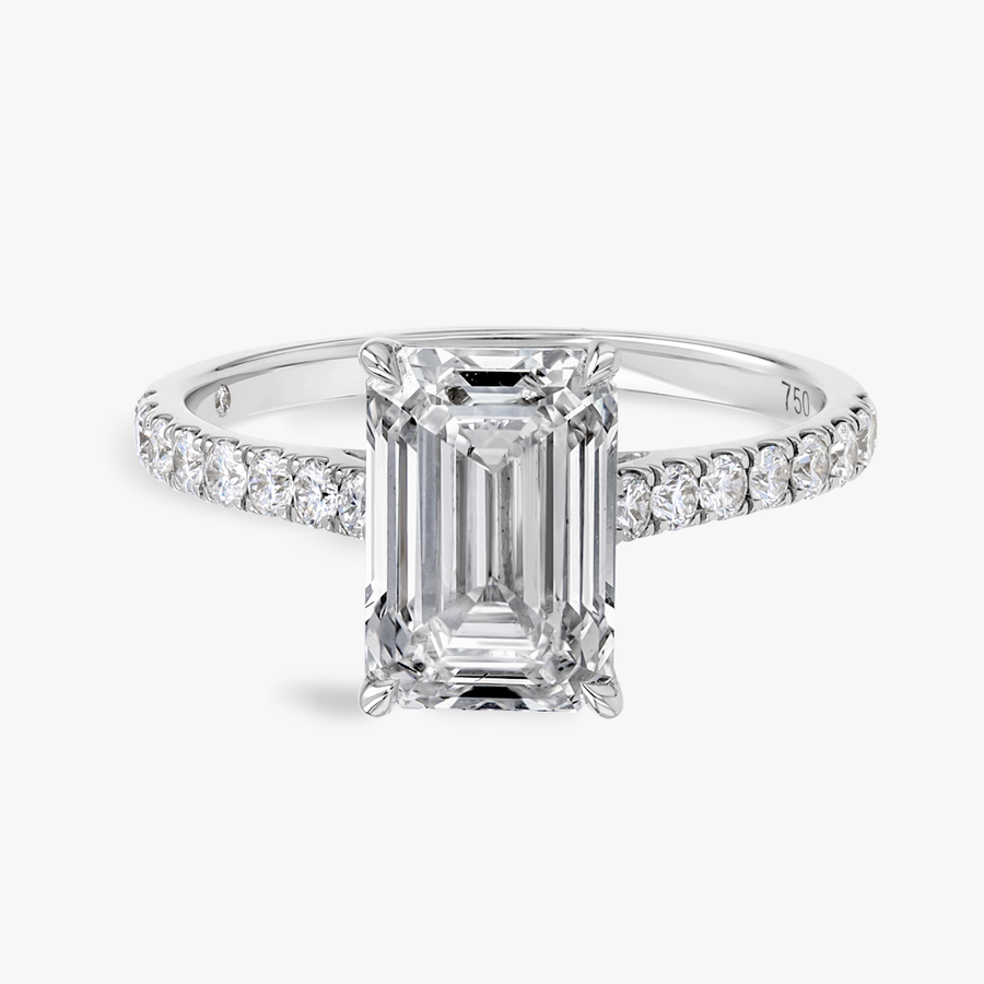 3 Carat Natural Emerald Diamond Band White Gold Ring