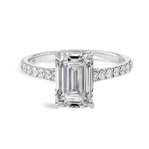 3 Carat Natural Emerald Diamond Band White Gold Ring