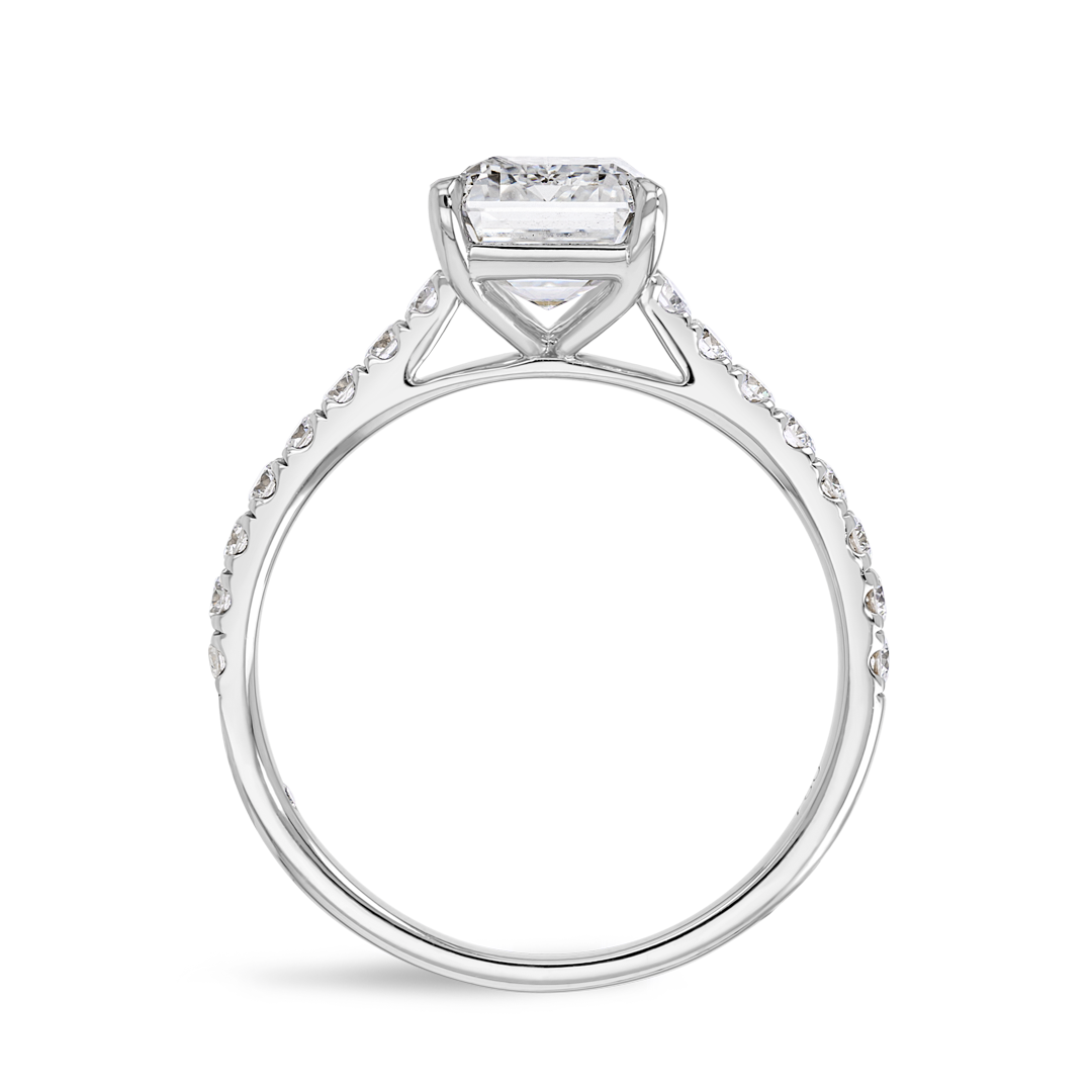 3 Carat Natural Emerald Diamond Band White Gold Ring
