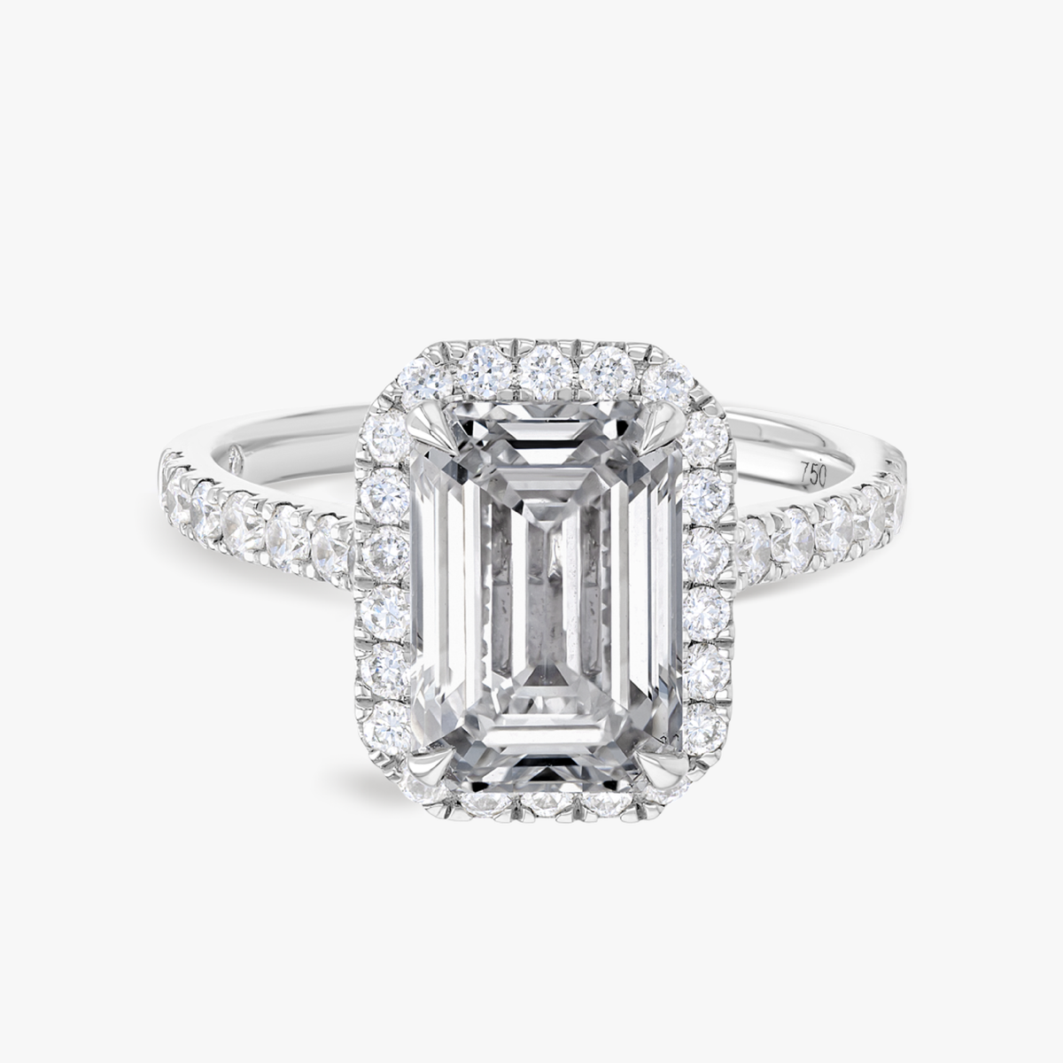 3 Carat Natural Emerald Halo White Gold Ring