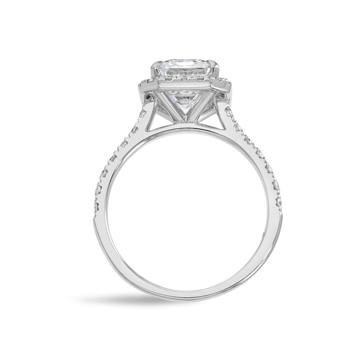 3 Carat Lab-Grown Emerald Halo White Gold Ring