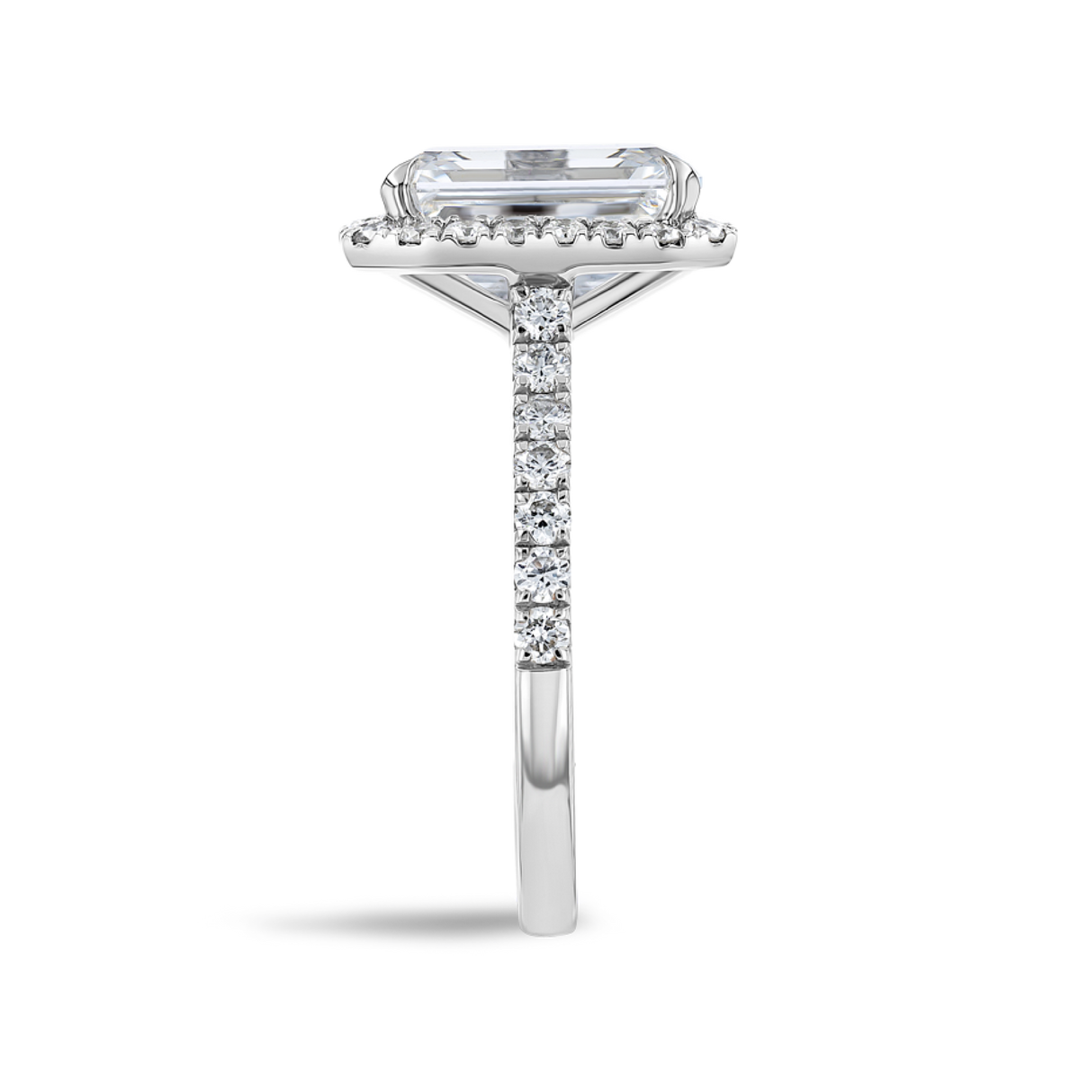 3 Carat Natural Emerald Halo White Gold Ring