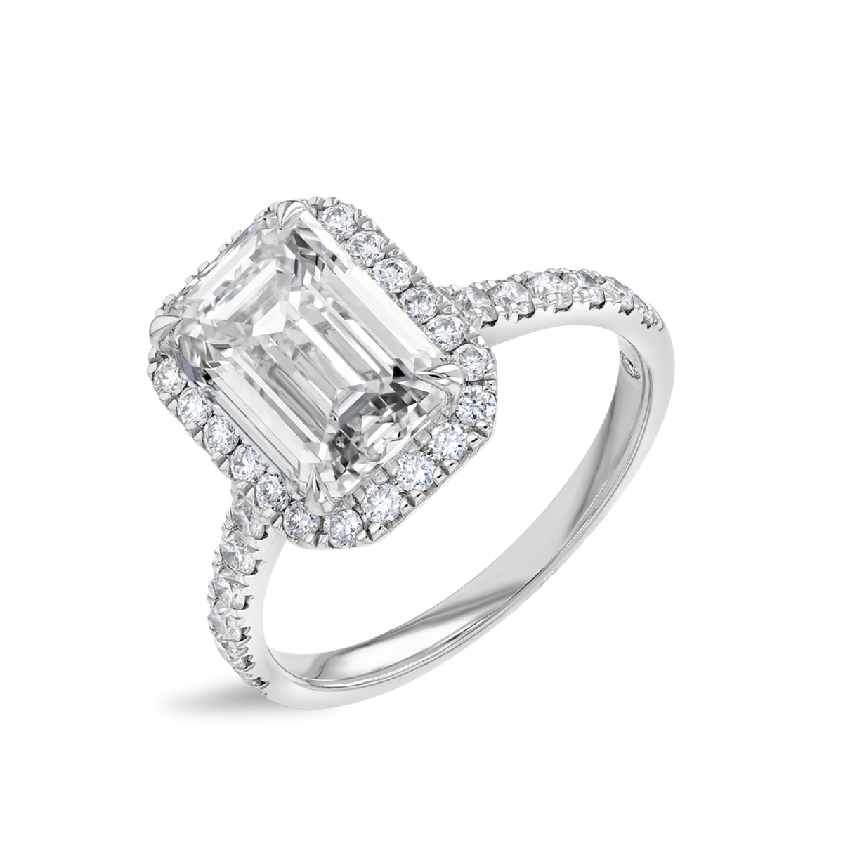 3 Carat Natural Emerald Halo White Gold Ring
