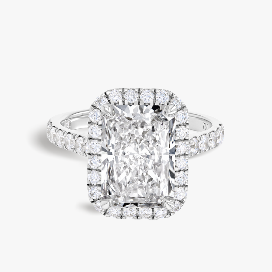 4 Carat Natural Radiant Halo White Gold Ring