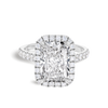 4 Carat Natural Radiant Halo White Gold Ring