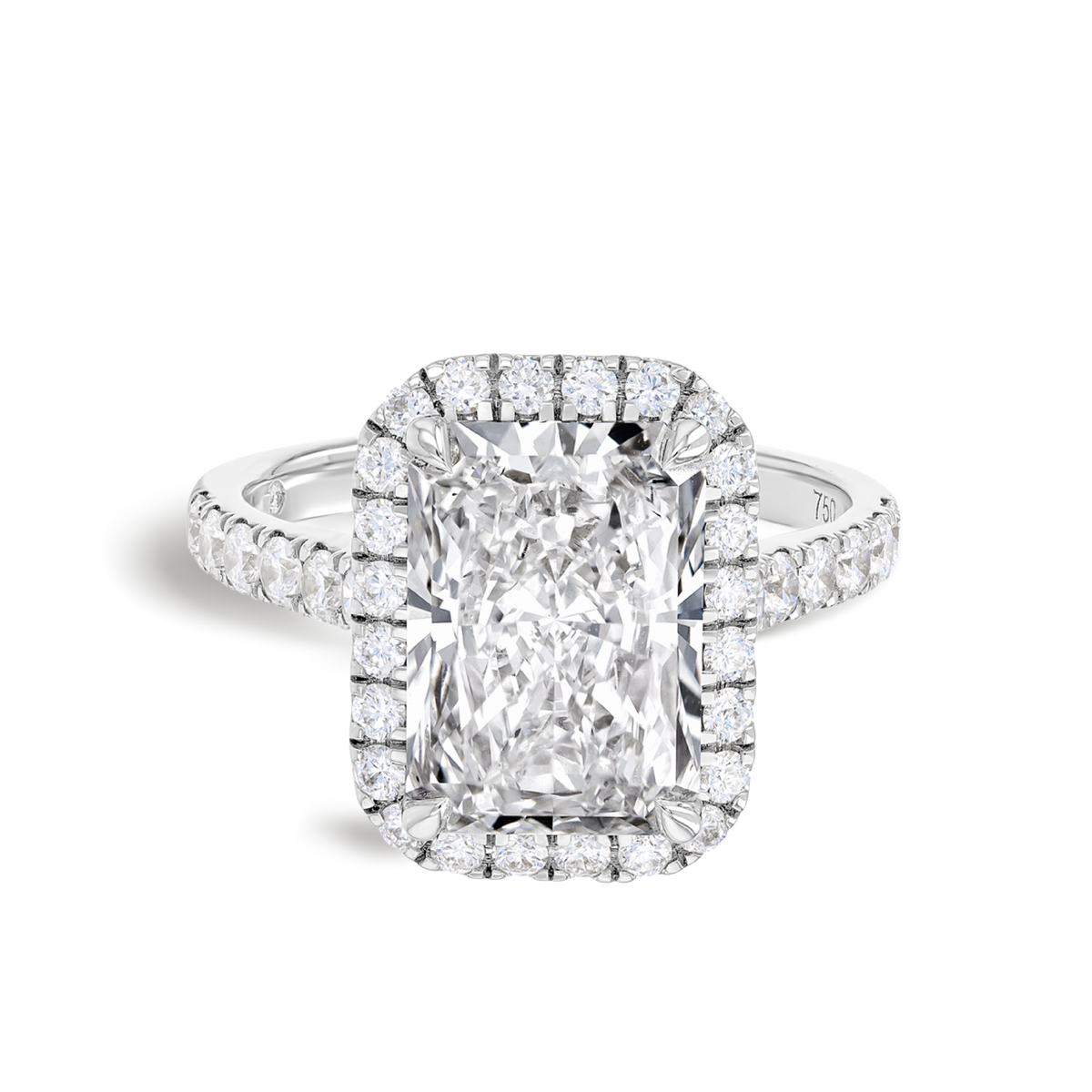 4 Carat Natural Radiant Halo White Gold Ring