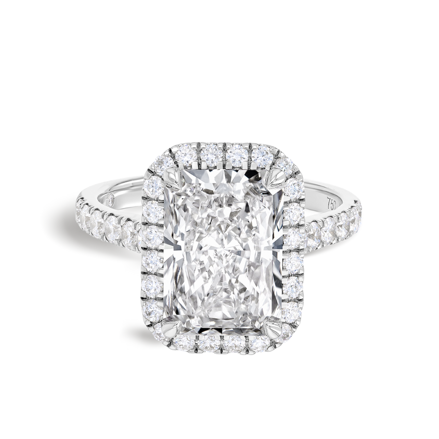 4 Carat Lab-Grown Radiant Halo White Gold Ring