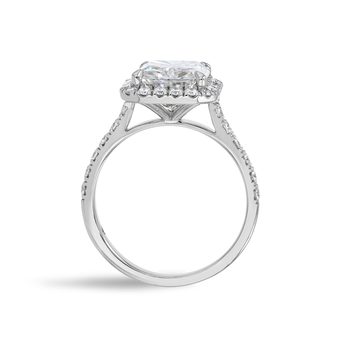 4 Carat Natural Radiant Halo White Gold Ring