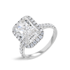 4 Carat Natural Radiant Halo White Gold Ring