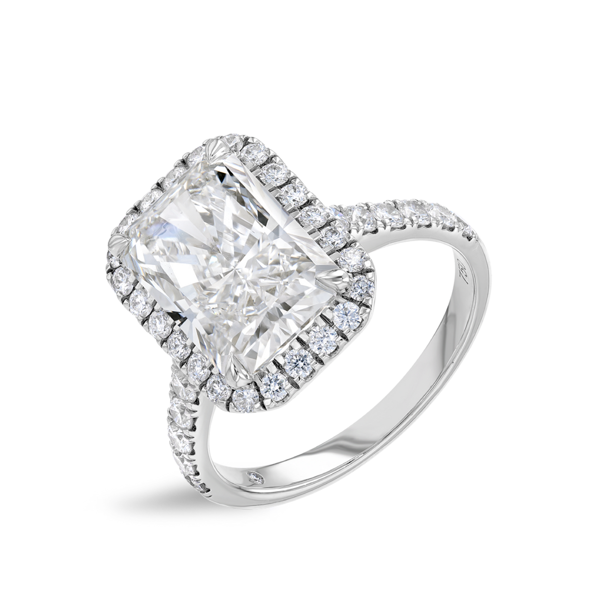 4 Carat Natural Radiant Halo White Gold Ring