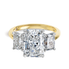 4 Carat Natural Radiant Trilogy With Side Radiants Yellow Gold Ring