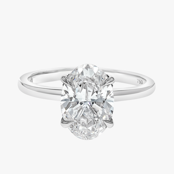 2 Carat Natural Oval Solitaire With Hidden Halo White Gold Ring