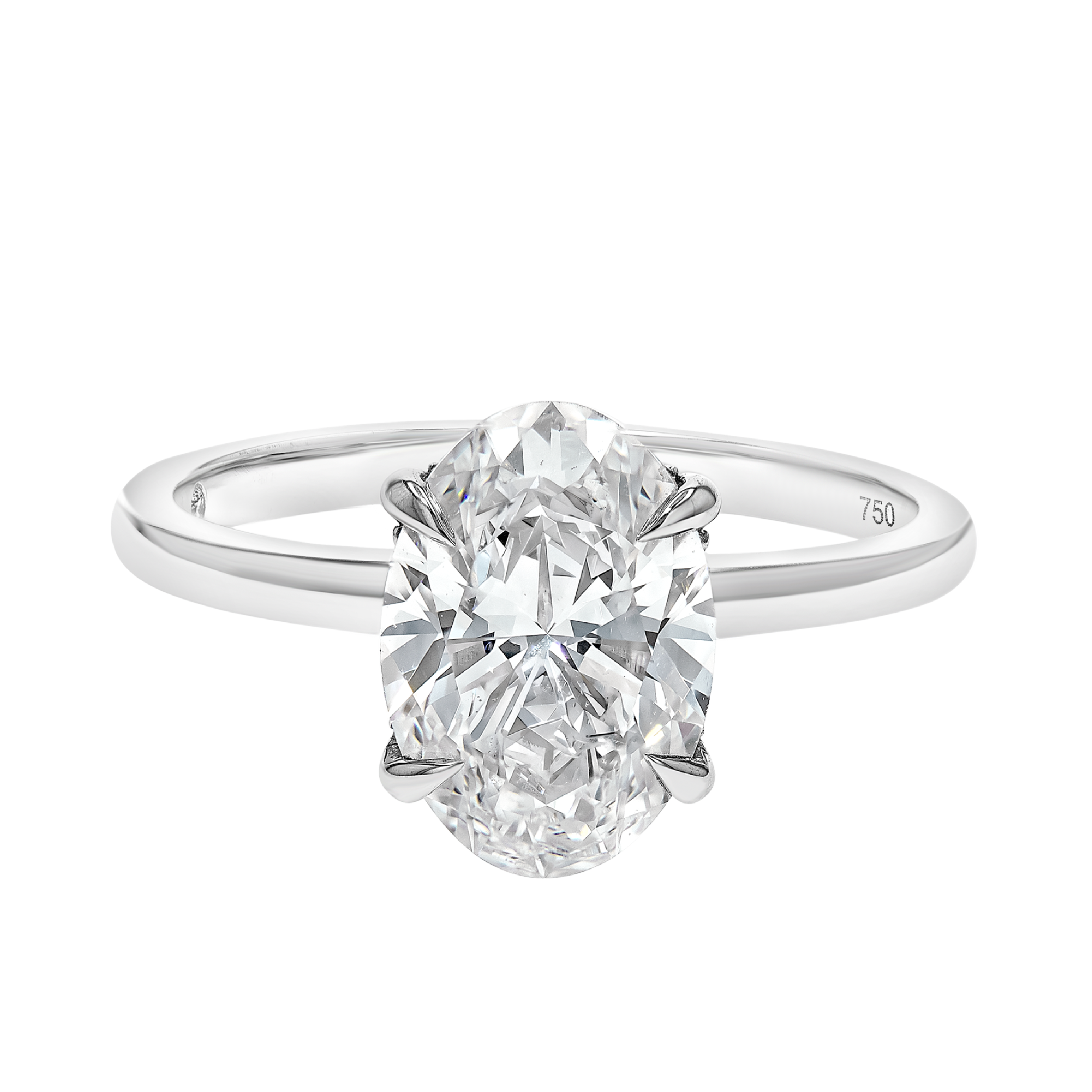 2 Carat Natural Oval Solitaire With Hidden Halo White Gold Ring